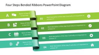 Four Steps Bended Ribbons PowerPoint Diagram