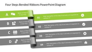 Four Steps Bended Ribbons PowerPoint Diagram