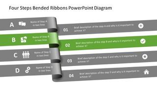 Four Steps Bended Ribbons PowerPoint Diagram