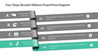 Four Steps Bended Ribbons PowerPoint Diagram