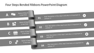 Four Steps Bended Ribbons PowerPoint Diagram